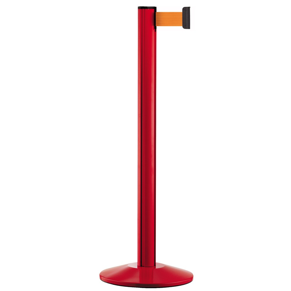 Produktabbildung: Personen-Leitsystem Classic, Ständer rot, Gurtfarbe neonorange