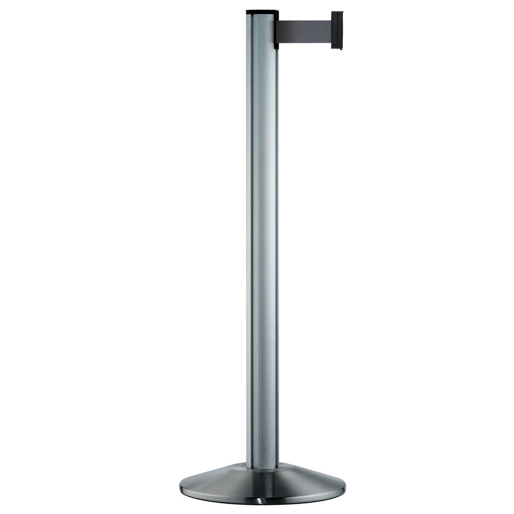 Produktabbildung: Personen-Leitsystem Classic, Ständer satiniert, Gurtfarbe silbergrau