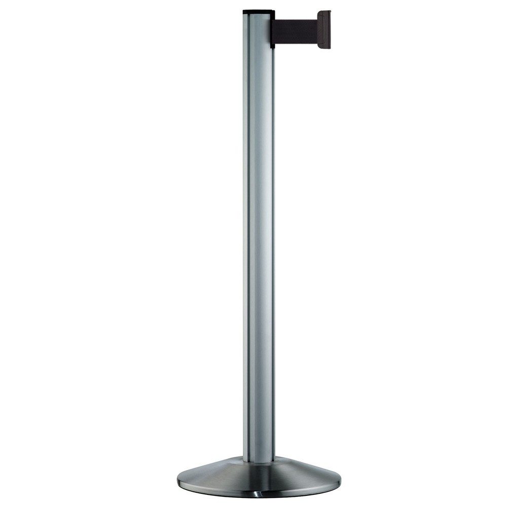 Produktabbildung: Personen-Leitsystem Classic, Ständer satiniert, Gurtfarbe schwarz