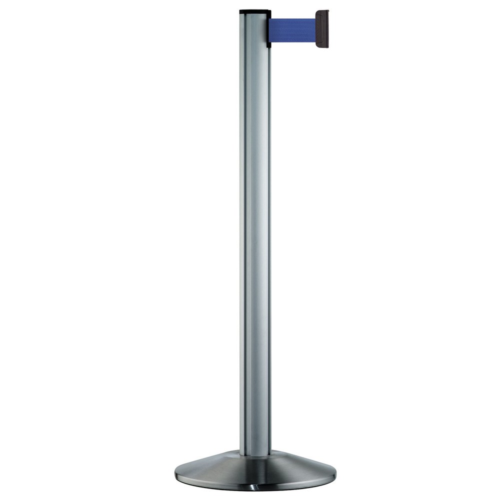 Produktabbildung: Personen-Leitsystem Classic, Ständer satiniert, Gurtfarbe blau