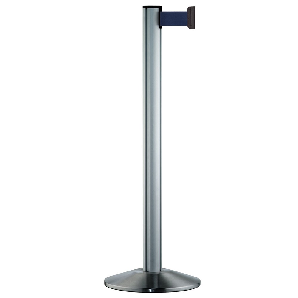 Produktabbildung: Personen-Leitsystem Classic, Ständer satiniert, Gurtfarbe dunkelblau