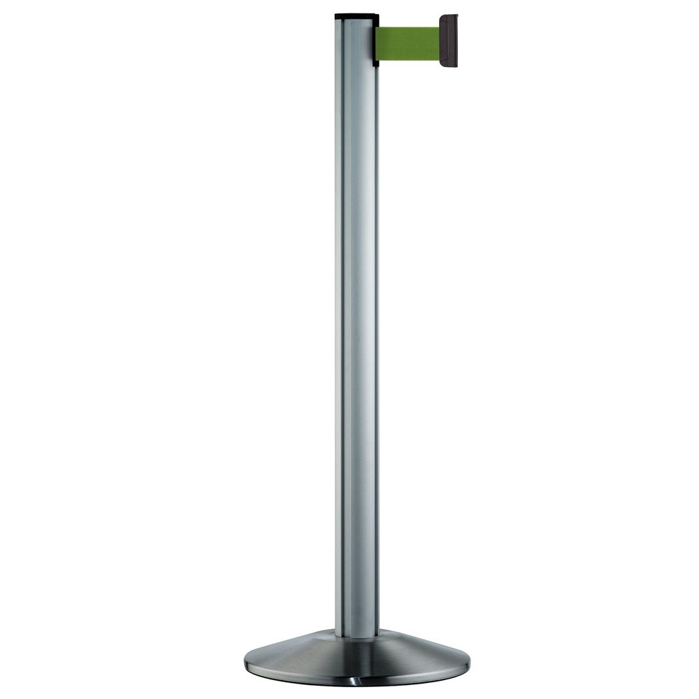 Produktabbildung: Personen-Leitsystem Classic, Ständer satiniert, Gurtfarbe grün
