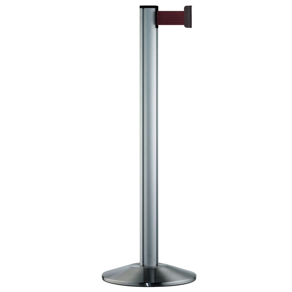 Personen-Leitsystem Classic, Ständer satiniert, Gurtfarbe bordeaux Produktabbildung: Personen-Leitsystem Classic, Ständer satiniert, Gurtfarbe bordeaux