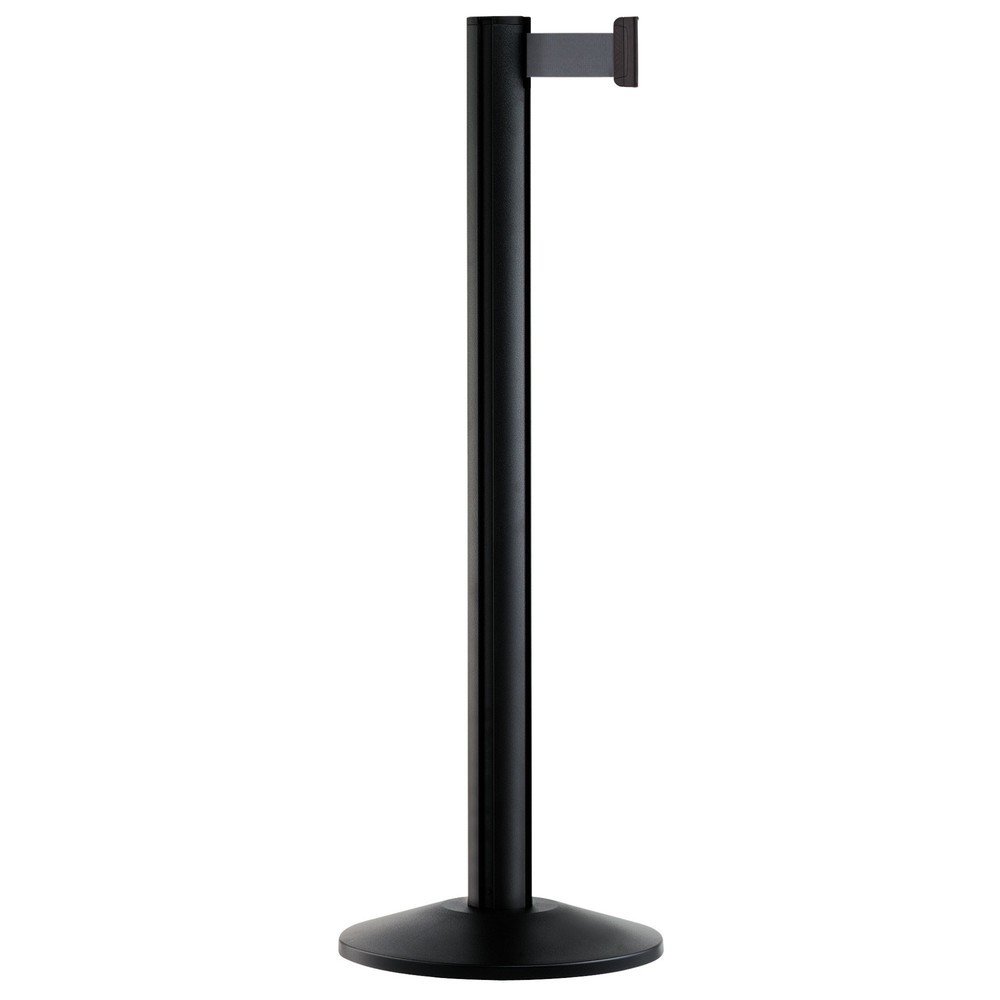 Produktabbildung: Personen-Leitsystem Classic, Ständer schwarz, Gurtfarbe silbergrau