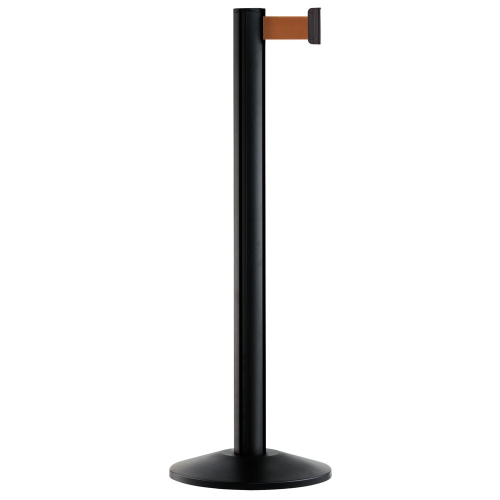 Produktabbildung: Personen-Leitsystem Classic, Ständer schwarz, Gurtfarbe braun