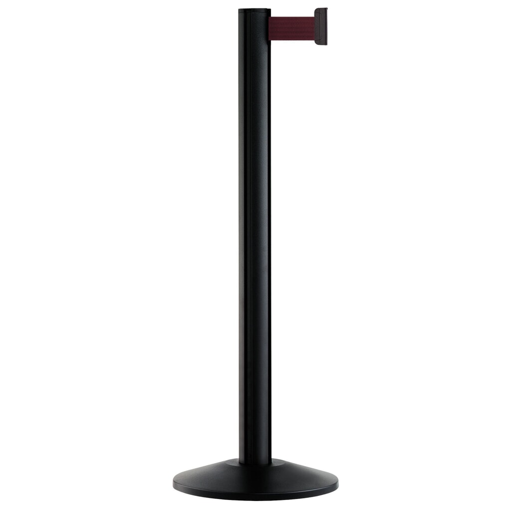 Personen-Leitsystem Classic, Ständer schwarz, Gurtfarbe bordeaux Produktabbildung: Personen-Leitsystem Classic, Ständer schwarz, Gurtfarbe bordeaux