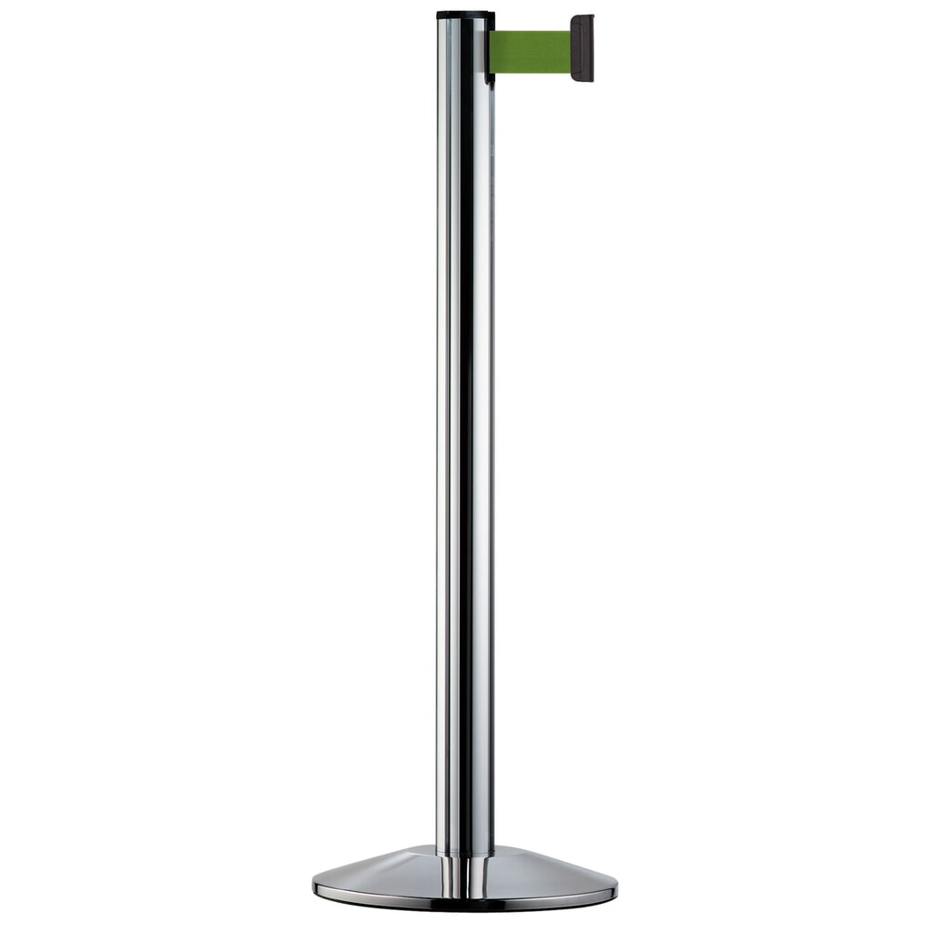 Personen-Leitsystem Classic, Ständer verchromt, Gurtfarbe grün Produktabbildung: Personen-Leitsystem Classic, Ständer verchromt, Gurtfarbe grün