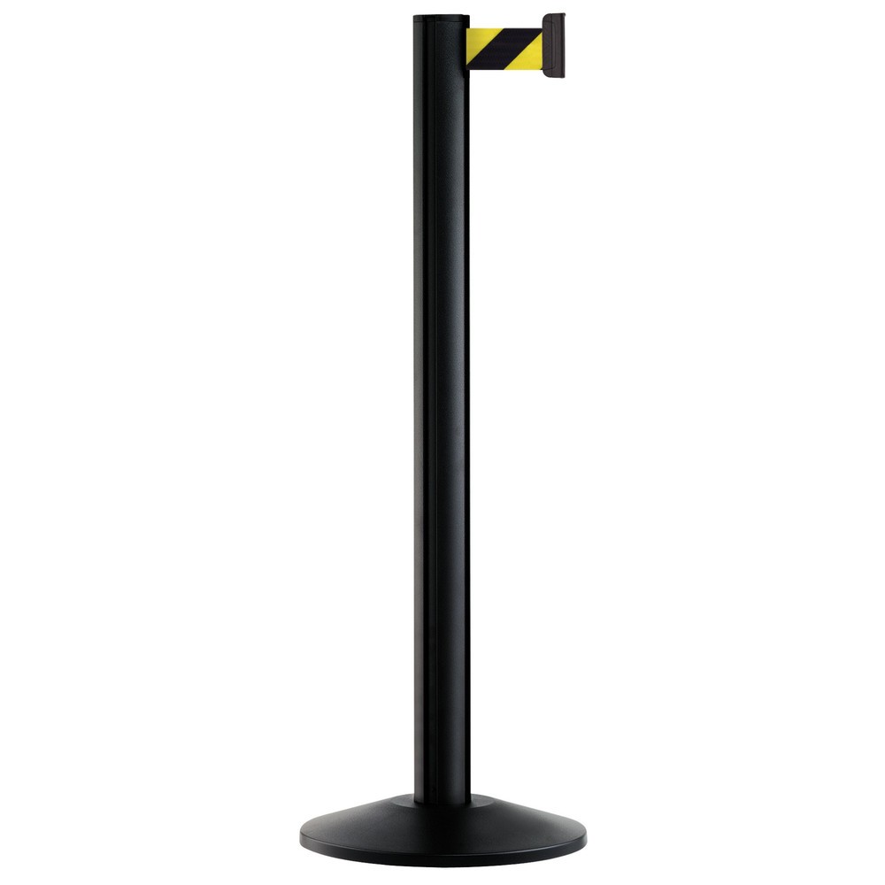 Produktabbildung: Personen-Leitsystem Extend, Ständer schwarz, Gurtfarbe schwarz / gelb diagonal gestreift