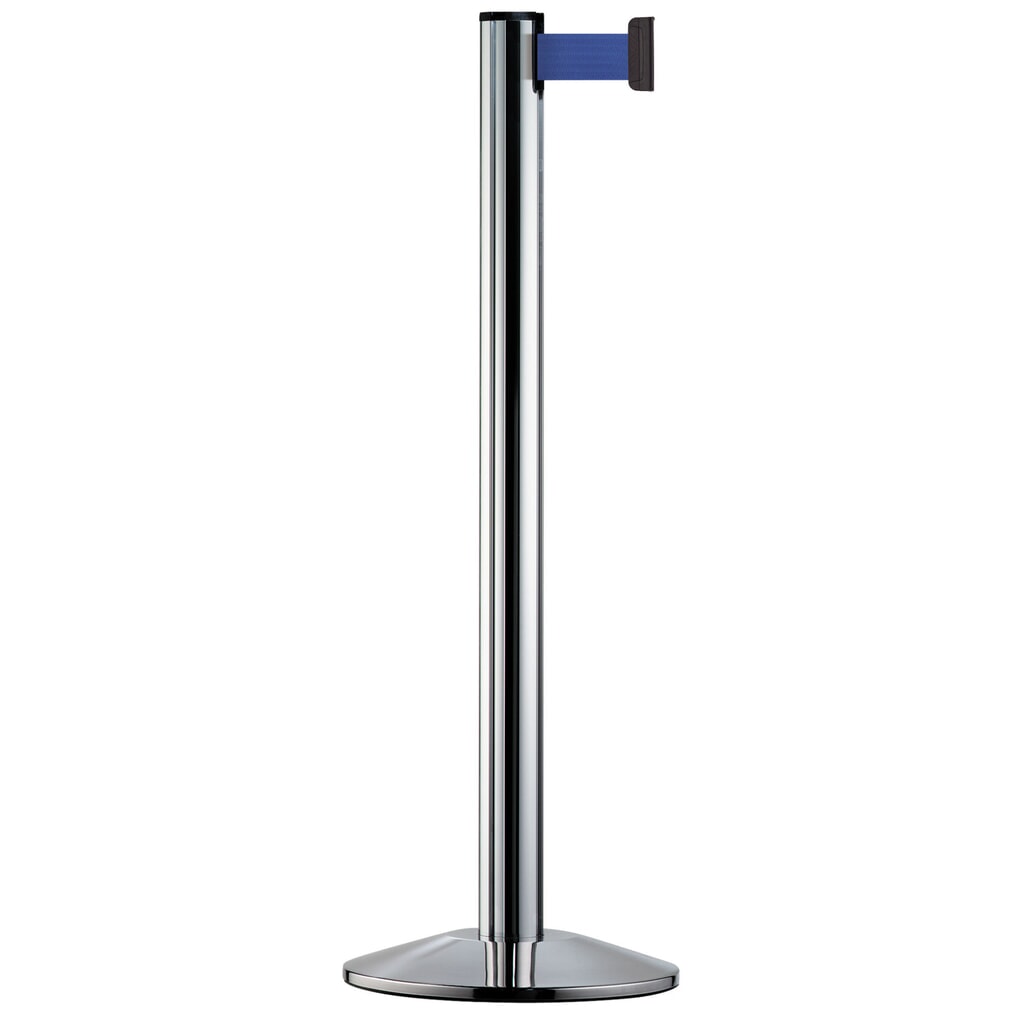 Personen-Leitsystem Extend, Ständer verchromt, Gurtfarbe blau Produktabbildung: Personen-Leitsystem Extend, Ständer verchromt, Gurtfarbe blau