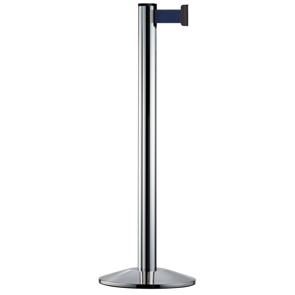 Produktabbildung: Personen-Leitsystem Extend, Ständer verchromt, Gurtfarbe dunkelblau