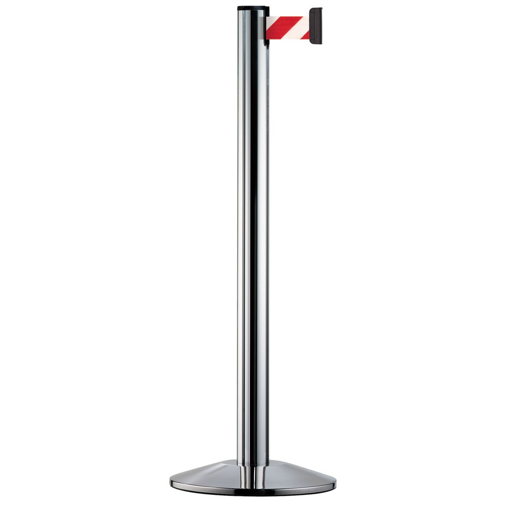 Produktabbildung: Personen-Leitsystem Extend, Ständer verchromt, Gurtfarbe rot / weiß diagonal gestreift