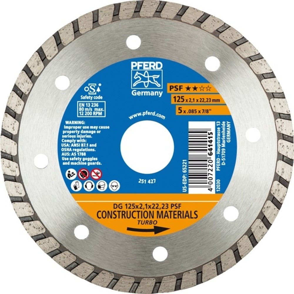 Produktabbildung: PFERD Diamant-Trennschleifscheibe, Durchmesser 125 mm Bohrung 22,23 mm