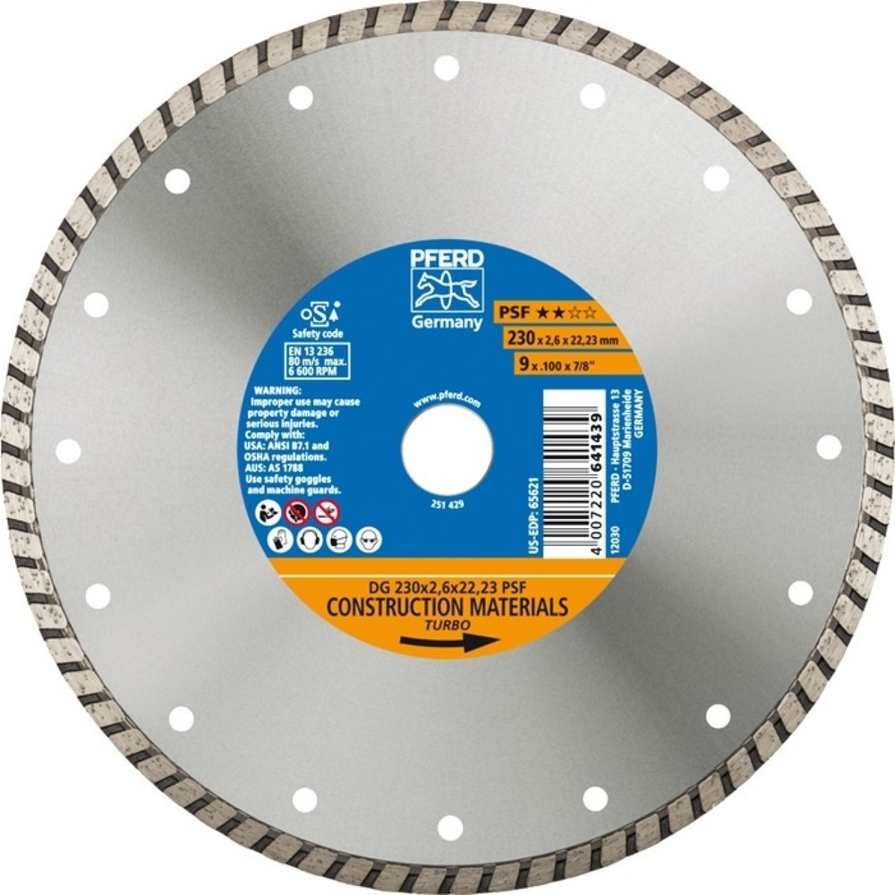 Produktabbildung Nr. 1: PFERD Diamant-Trennschleifscheibe, Durchmesser 230 mm Bohrung 22,23 mm