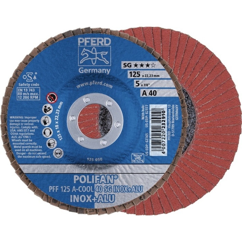 Produktabbildung: Fcherscheibe POLIFAN ACOOL SG INOXALU D125mm KA60 gerINOXAluminium NK