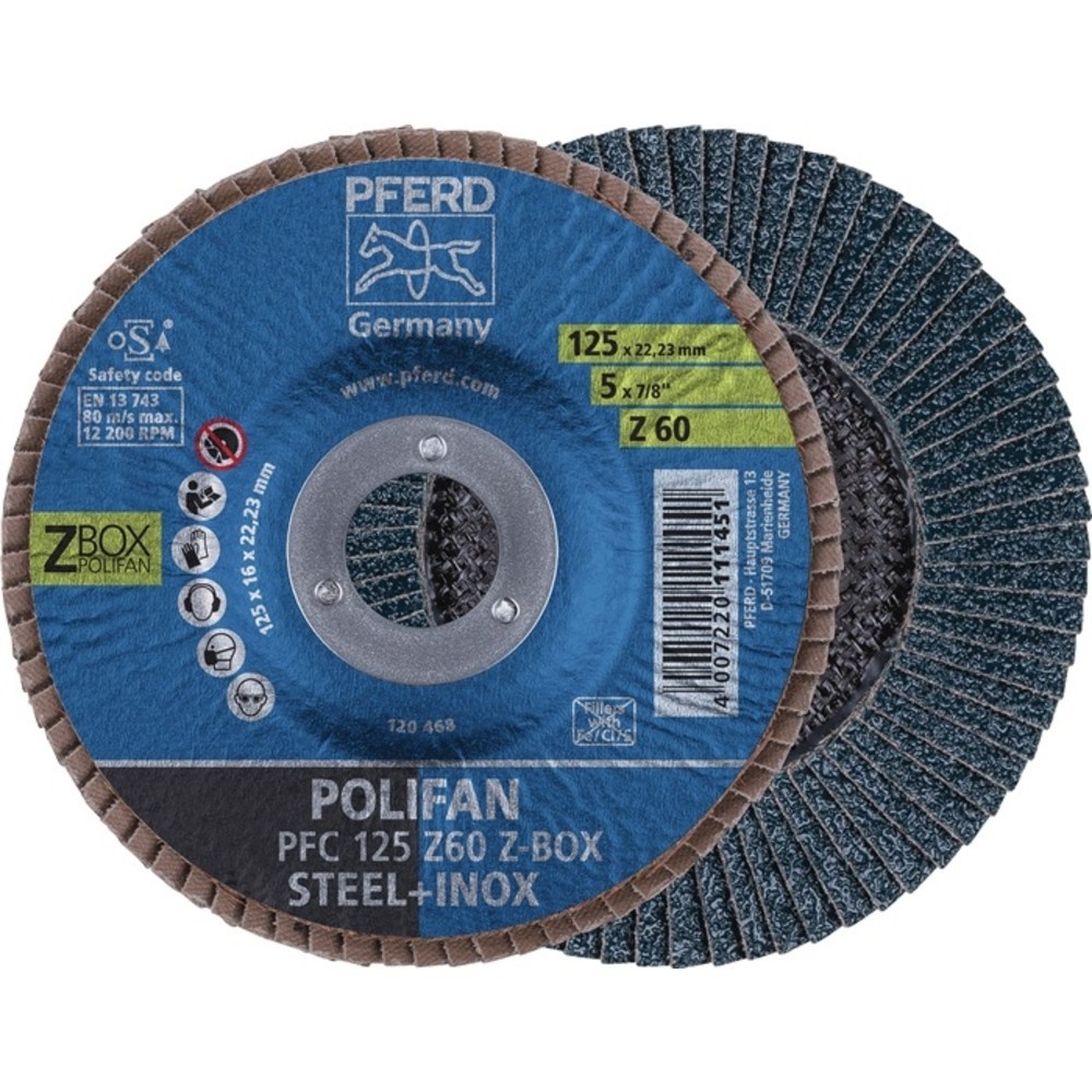 Produktabbildung Nr. 2: PFERD Fächerscheibe POLIFAN Z BOX D.125mm K.Z-60 kon.INOX ZK 10er Box