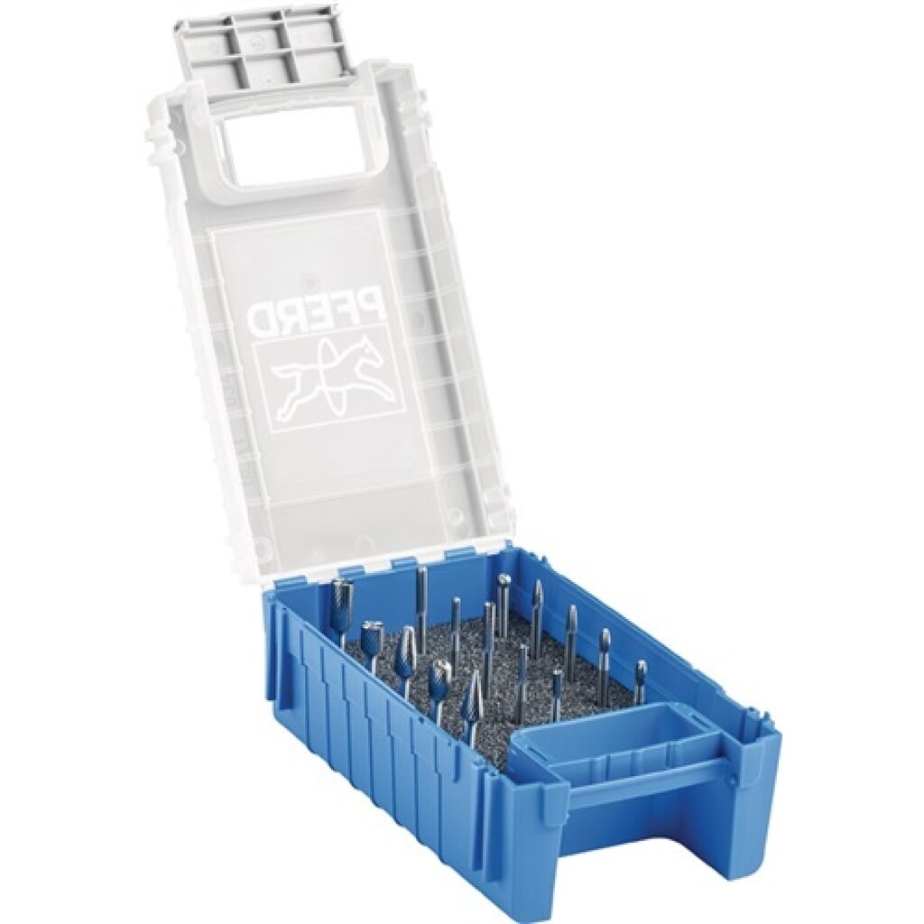 Kleinfrässtiftesatz Schaft-D.3mm 15tlg.HM Verz.5 Ku.-Kassette PFERD Produktabbildung: Kleinfrässtiftesatz Schaft-D.3mm 15tlg.HM Verz.5 Ku.-Kassette PFERD