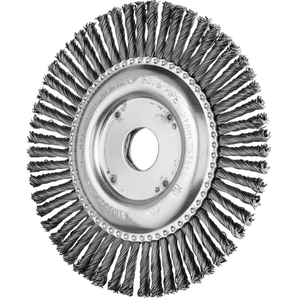 PFERD Rundbürste RBG 12506/22,2 PIPE ST 0,50, Stahl 6 mm, Ø 125 mm Drahtstärke 0,5 mm, 12500 min-¹ Produktabbildung: PFERD Rundbürste RBG 12506/22,2 PIPE ST 0,50, Stahl 6 mm, Ø 125 mm Drahtstärke 0,5 mm, 12500 min-¹
