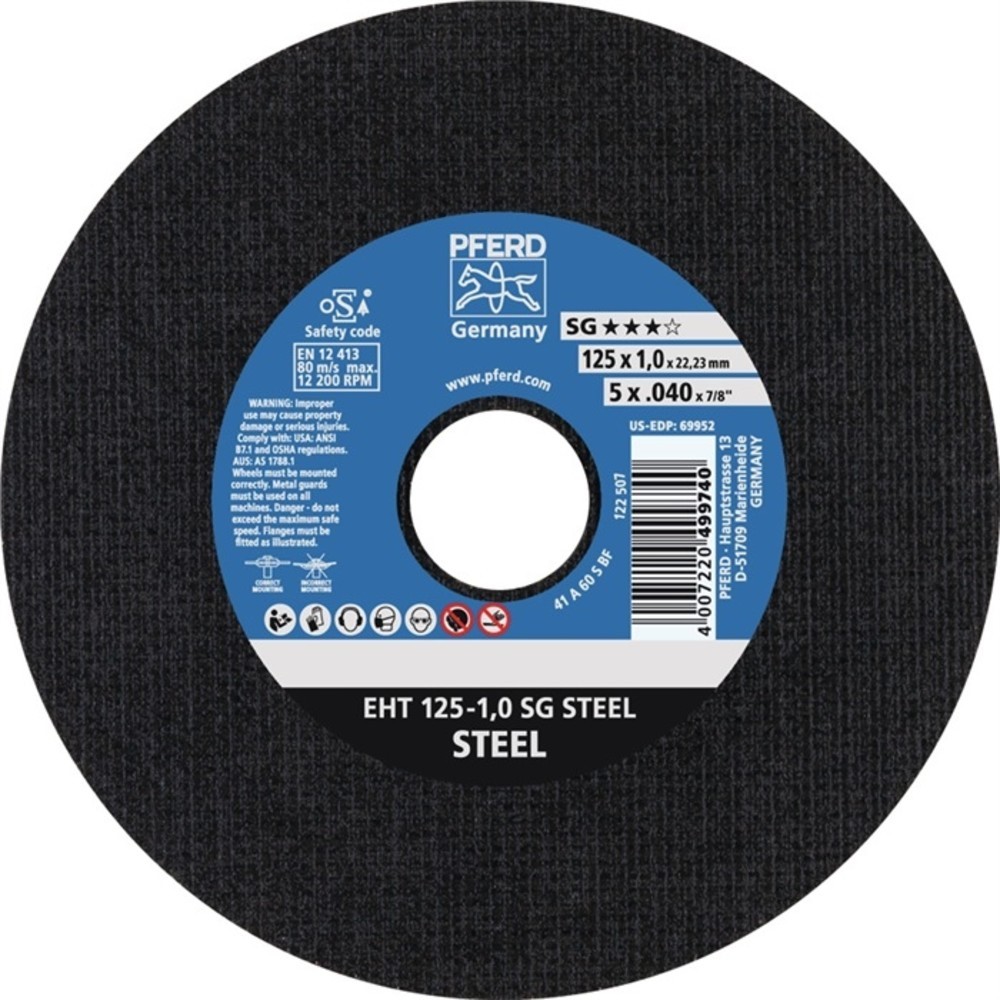 Produktabbildung Nr. 2: PFERD Trennscheibe SG STEEL D125x1mm ger.STA Bohr.22,23mm