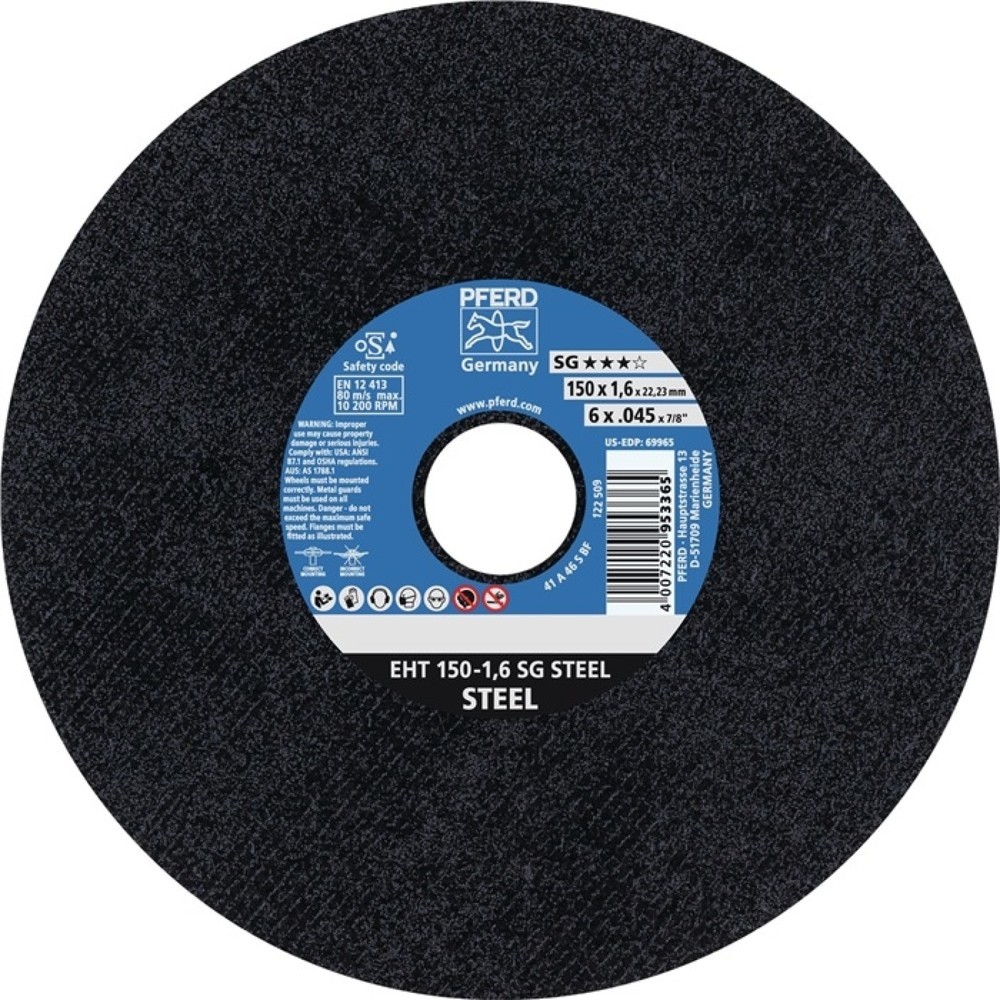 Produktabbildung: PFERD Trennscheibe SG STEEL D125x1mm ger.STA Bohr.22,23mm