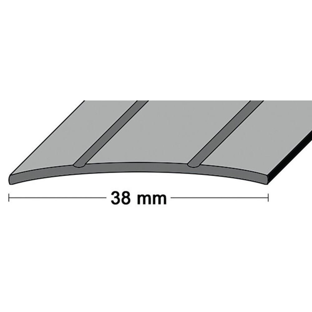 Produktabbildung: PG LM-Übergangsschiene Breite 38 mm Länge 90 cm, 2 Rillen, Aluminium silberfarbig, mittig gelocht