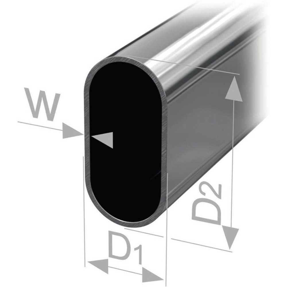 Produktabbildung: PG Ovalschrankrohr nahtlos geschweißt, Rohrhöhe 30 mm Rohrbreite 15 mm, Stahl verchromt, Wandstärke 1 mm 2000 mm