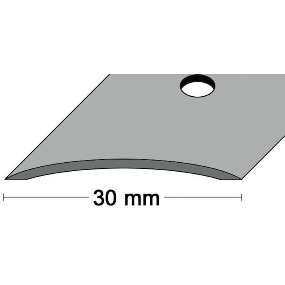 Produktabbildung: PG Teppichschiene Breite 30 mm Länge 1000 mm, gewölbt, Aluminium silberfarbig eloxiert, mittig gelocht