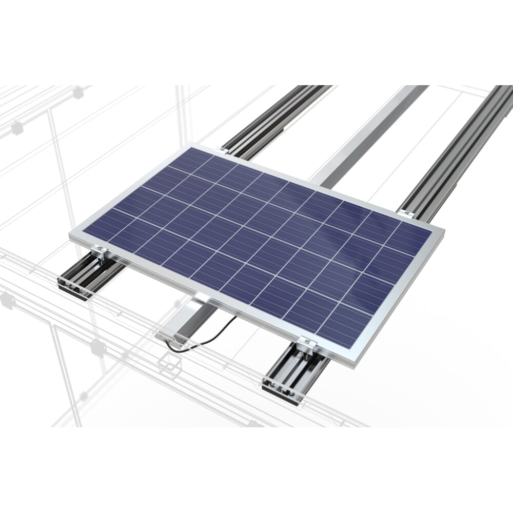 Produktabbildung: Photovoltaiksystem und Beleuchtung für wsm® Raucherunterstand, Montage im Werk