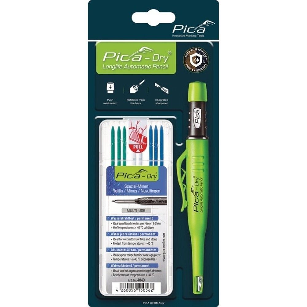 Produktabbildung: PICA Bau-/Tieflochmarker Pica-Dry + Minenset, Farbe sortiert, + Minenset 4000 871 854