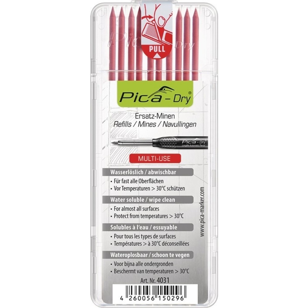 Produktabbildung: PICA Minenset Pica-Dry, feucht abwischbar, 10x rot, 10 Minen / Set
