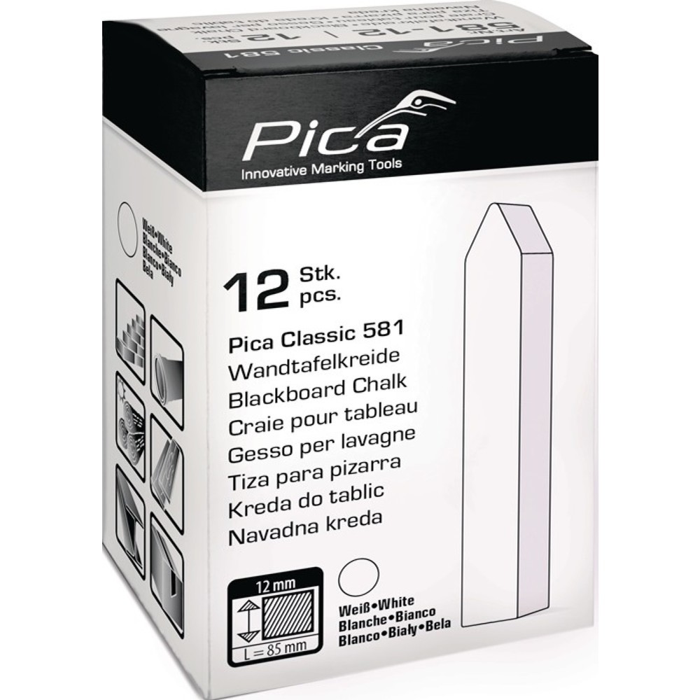 Produktabbildung Nr. 2: PICA Tafelkreide Classic, weiß, L90xB12xH12mm
