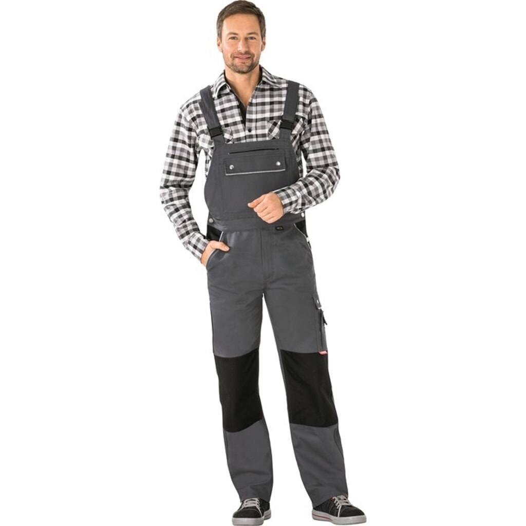 PLANAM Latzhose Canvas 320 Gr.54 grau/schwarz Produktabbildung: PLANAM Latzhose Canvas 320 Gr.54 grau/schwarz
