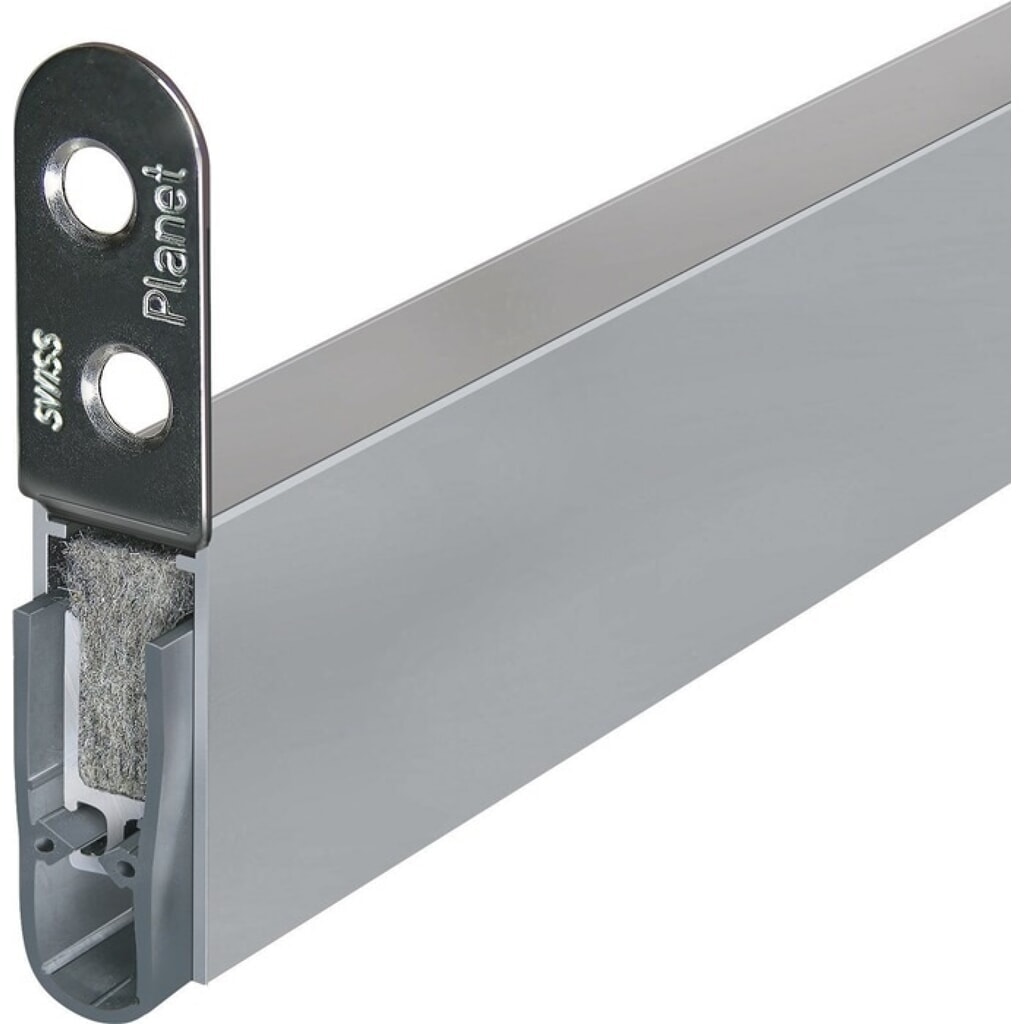 Produktabbildung Nr. 1: PLANET Türdichtung HS, Aluminium silberfarben eloxiert, 1-seitig Länge 1085 mm, Holztüren