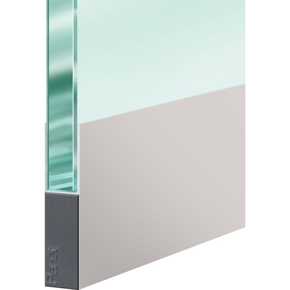 Produktabbildung Nr. 2: PLANET Türdichtung KG-F8 schmal, Aluminium silberfarben eloxiert, 1-seitig Länge 959 mm, Glastüren