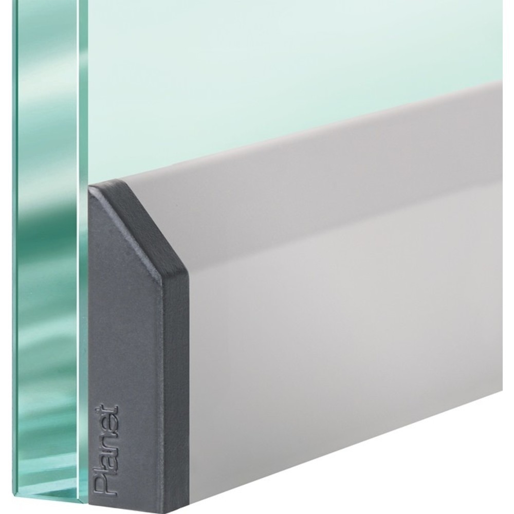 Produktabbildung: PLANET Türdichtung KG-SM-Set schmal, Aluminium silberfarben eloxiert, 1-seitig Länge 834 mm, Glastüren