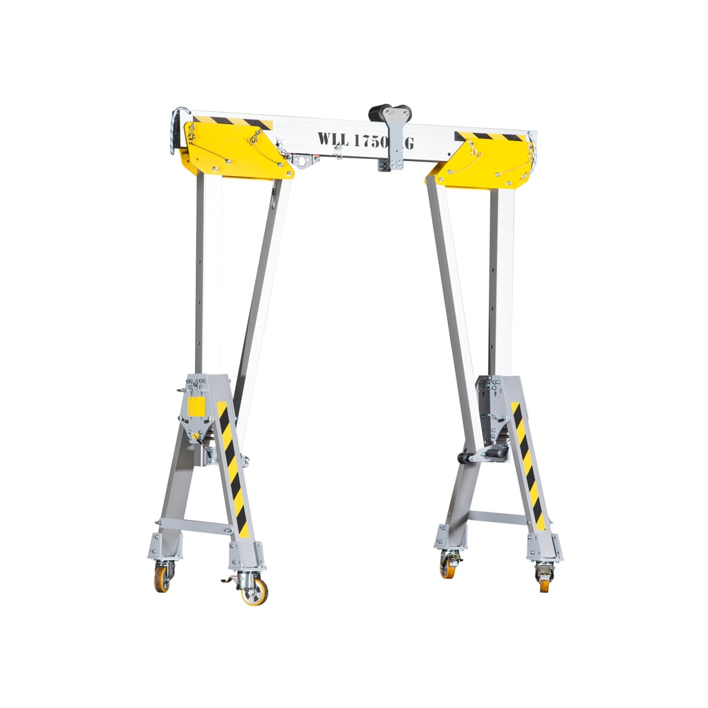 PLANETA Alu-Portalkran RLPK, inkl. Hebelzug, verfahrbar, Länge 2.000 mm, TK 1.750 kg, Größe S Produktabbildung: PLANETA Alu-Portalkran RLPK, inkl. Hebelzug, verfahrbar, Länge 2.000 mm, TK 1.750 kg, Größe S
