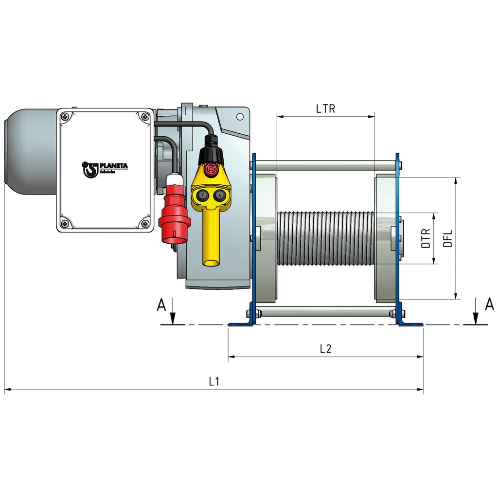 PLANETA Elektro-Seilwinde PFW-C, Seillänge 50 m, TK 250 kg, 400 V Produktabbildung Nr. 10: PLANETA Elektro-Seilwinde PFW-C, Seillänge 50 m, TK 250 kg, 400 V