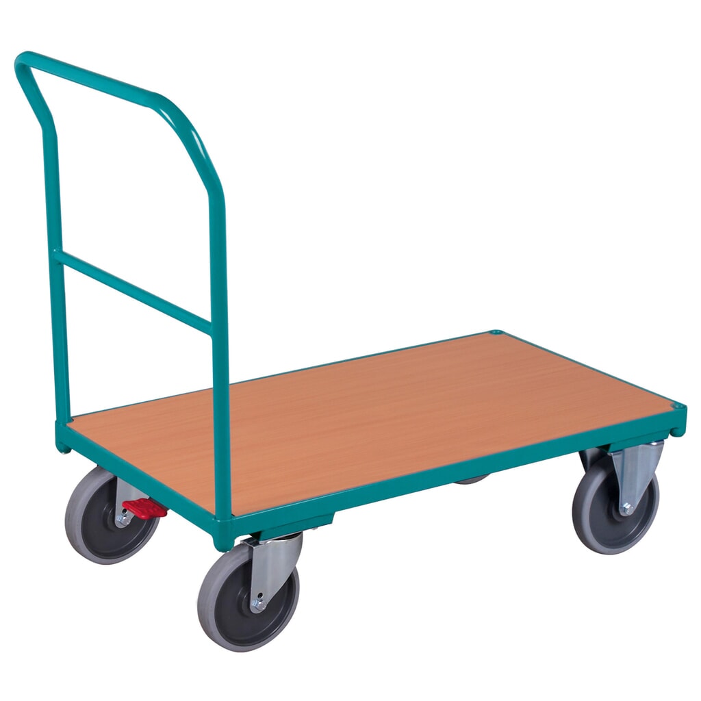 Plattformwagen Ameise®, mit Schiebebügel, Ladefläche BxT 500 x 880 mm, mit Zentralbremse Produktabbildung: Plattformwagen Ameise®, mit Schiebebügel, Ladefläche BxT 500 x 880 mm, mit Zentralbremse