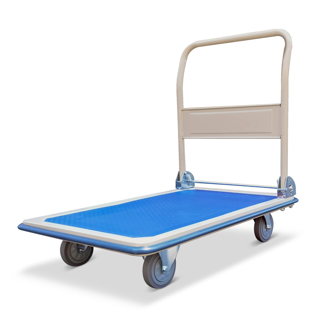 Plattformwagen aus Stahlblech, klappbar, TK 150 kg, BxT 480 x 740 mm Produktabbildung: Plattformwagen aus Stahlblech, klappbar, TK 150 kg, BxT 480 x 740 mm