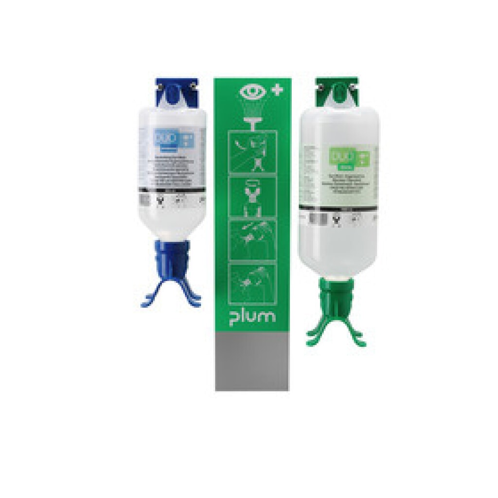 Produktabbildung: Plum Augen-Notfallstation Duo Combi, Inhalt: 1x 1000 ml Augenspüllösung, 1x 500 ml pH Neutral