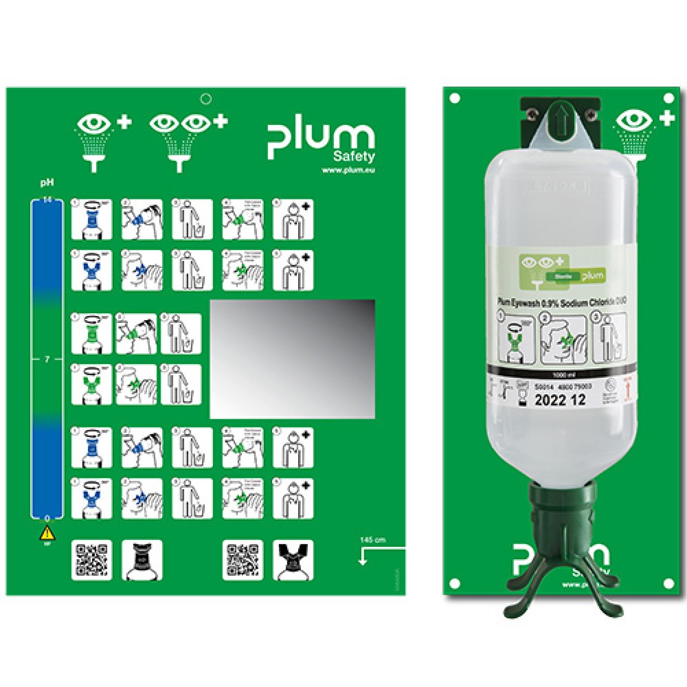 Produktabbildung: Plum Augenspülstation DUO mit Wandhalterung,  Natriumchloridlösung 1.000 ml