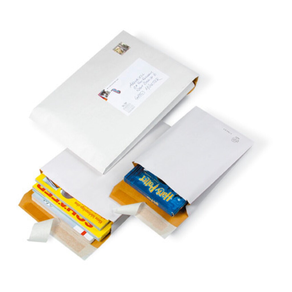 Polster-Versandtasche, 250 x 353 x 50 mm, weiß, DIN B4, K-Pack, 1 VE = 100 Stk Produktabbildung: Polster-Versandtasche, 250 x 353 x 50 mm, weiß, DIN B4, K-Pack, 1 VE = 100 Stk