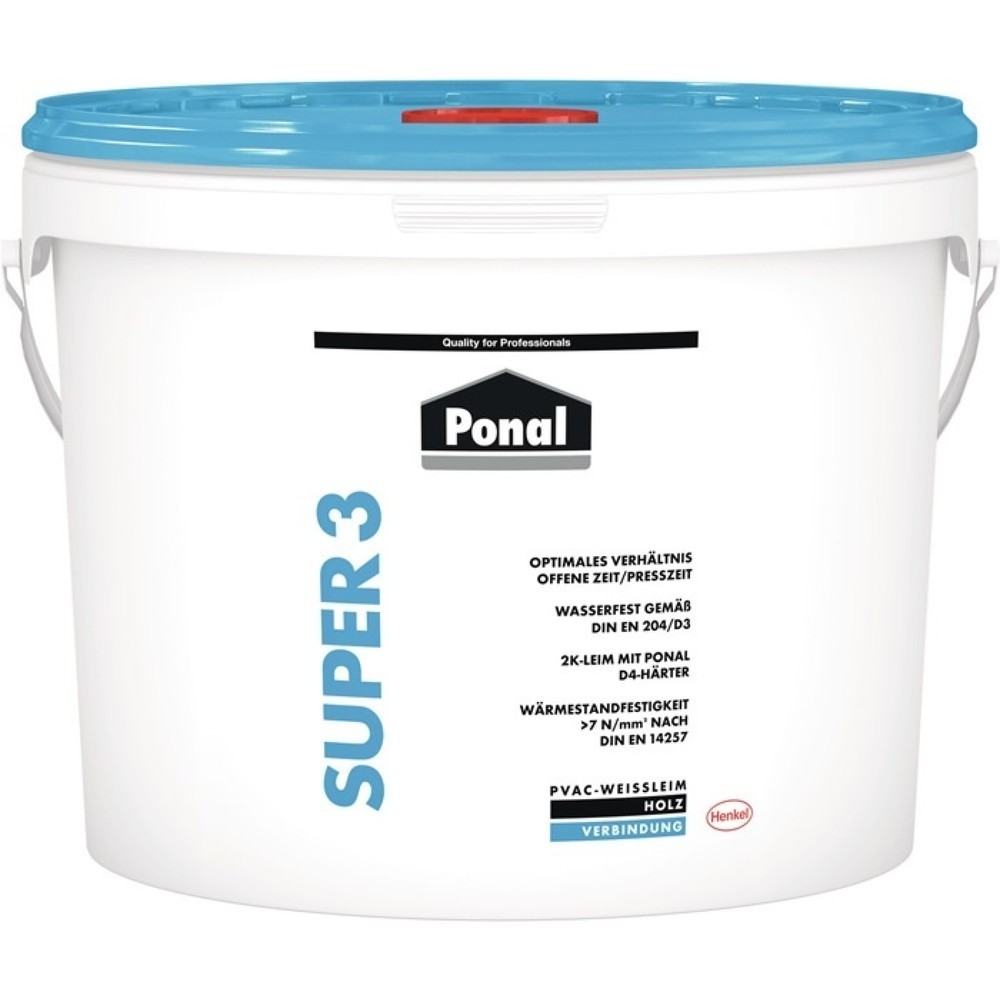 Produktabbildung: PONAL Holzleim Wasserfest / Super 3, EN 204: D3, 10 kg, Eimer