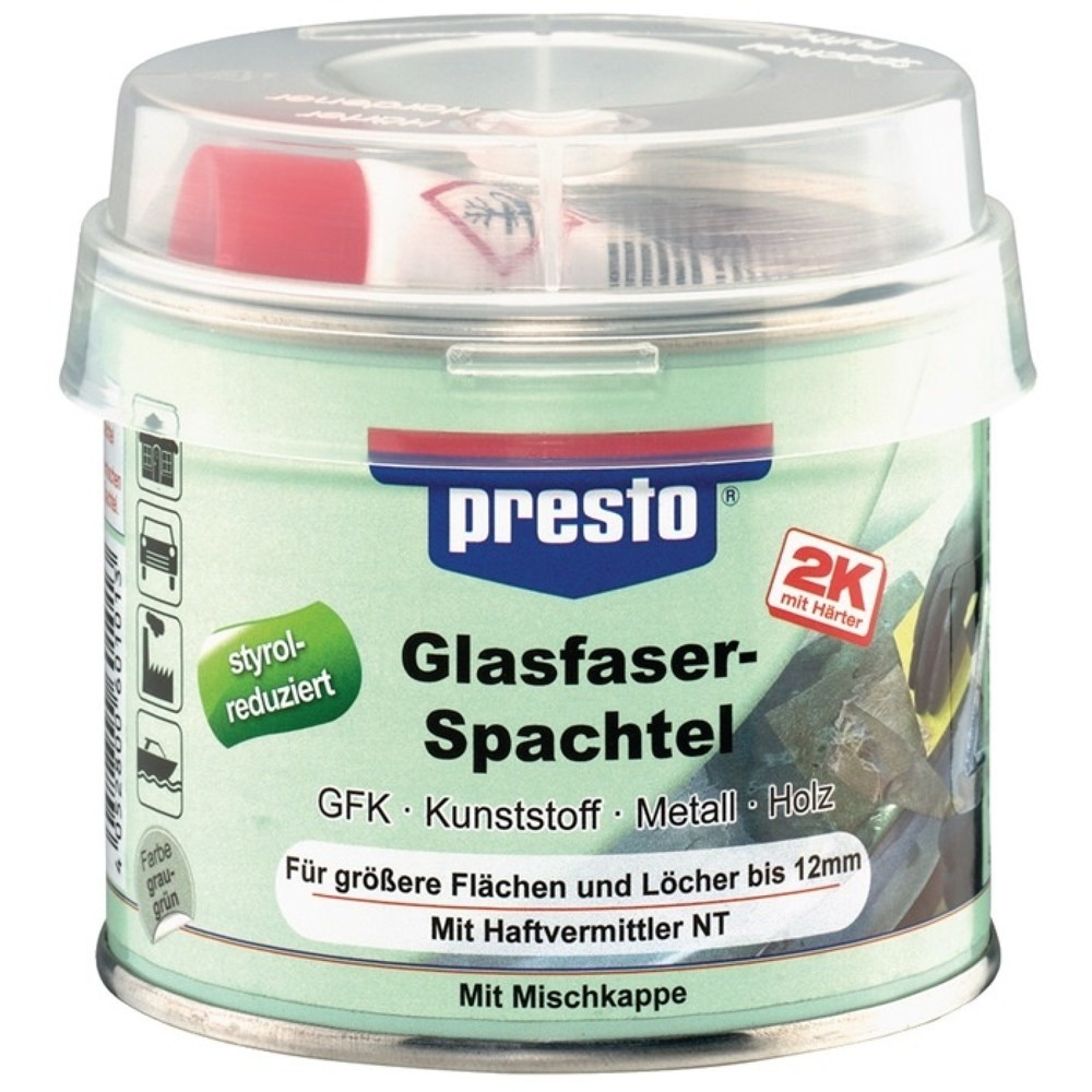 Produktabbildung Nr. 1: PRESTO 2K-Glasfaserspachtellith® ext.grau-grün,Härter rot 1000g Dose PRESTO
