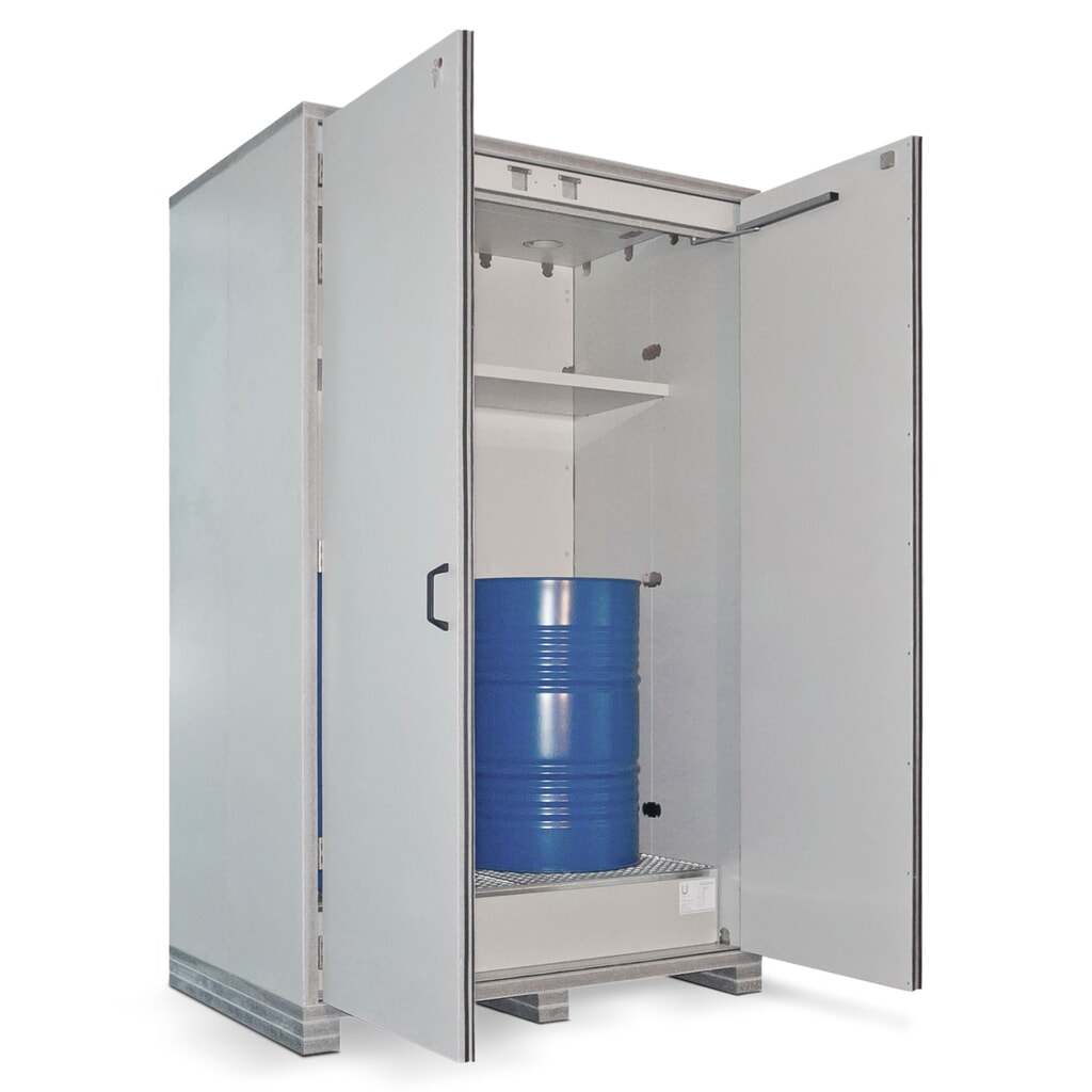 PRIORIT Umweltschrank FBX90, für 2 x 200 Liter Fässer, HxBxT 2.622 x 1.500 x 1.000 mm Produktabbildung: PRIORIT Umweltschrank FBX90, für 2 x 200 Liter Fässer, HxBxT 2.622 x 1.500 x 1.000 mm