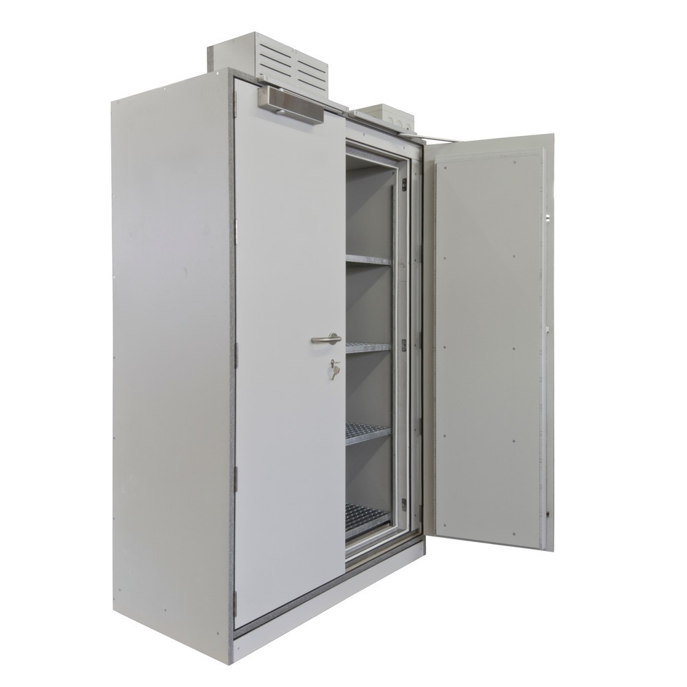 Produktabbildung Nr. 4: PRIORIT Sicherheitsschrank PRIOLIN für Lithium-Ionen-Akkus, 4 Gitterrostböden, Bodenwanne, Steuereinheit 400 V / AC, 2x 10 Steckdosen