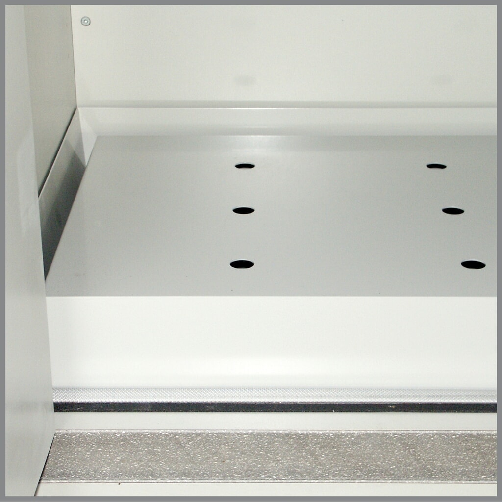 Bodenwanne mit Lochblecheinsatz für PRIORIT Sicherheitsschrank Typ 90, Edelstahl, BxT 513 x 472 mm Produktabbildung: Bodenwanne mit Lochblecheinsatz für PRIORIT Sicherheitsschrank Typ 90, Edelstahl, BxT 513 x 472 mm