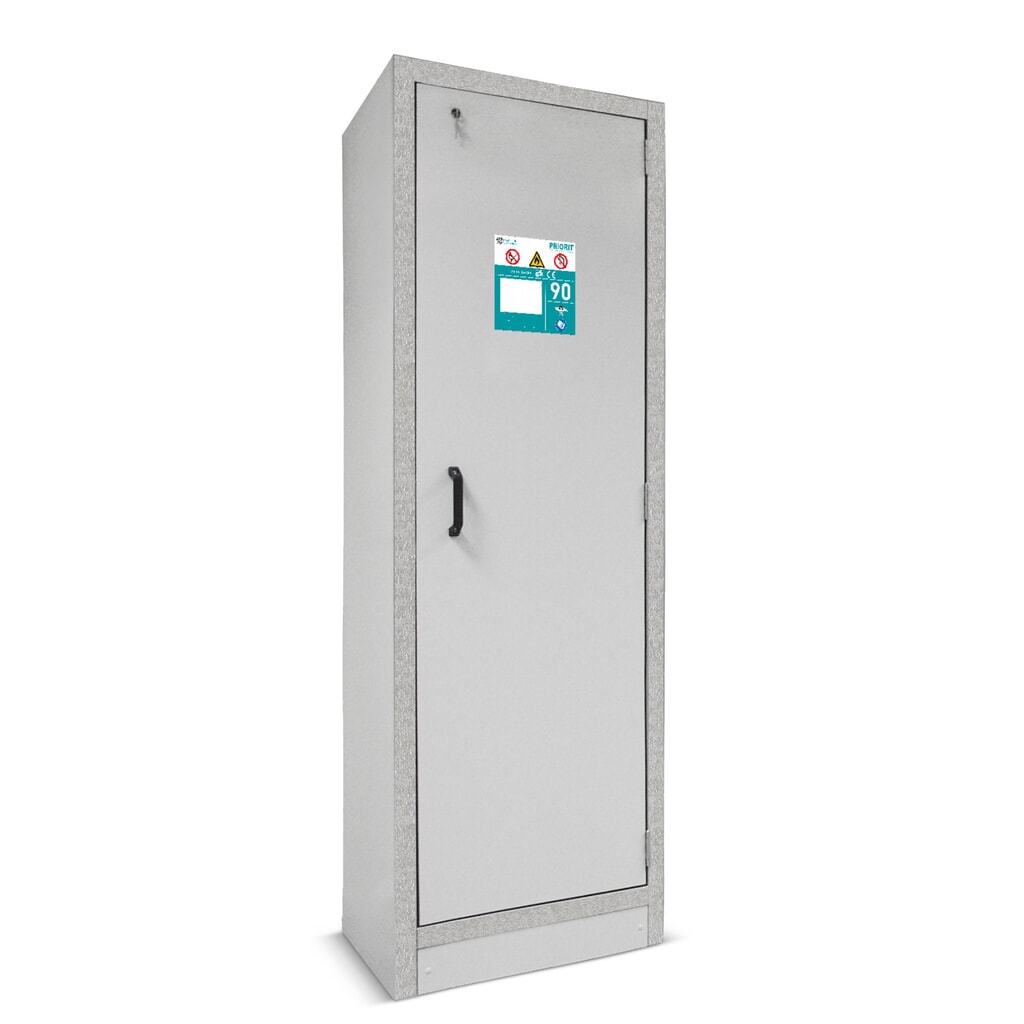 Produktabbildung: PRIORIT Brandschutzschrank Typ 90, 3 Wannenböden aus Stahl, HxBxT 1.960 x 600 x 595 mm