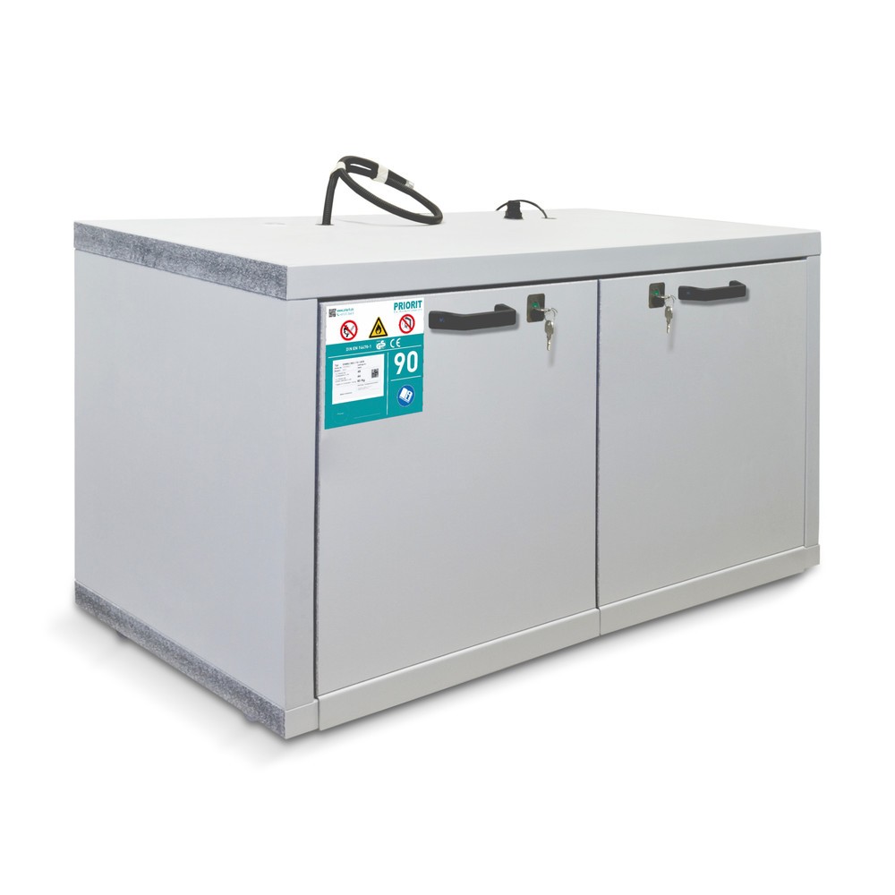 Produktabbildung: PRIORIT Untertisch-Sicherheitsschrank, Feuerwiderstand 90 Min., HxBxT 630 x 1.100 x 570 mm, 2 Vollauszüge