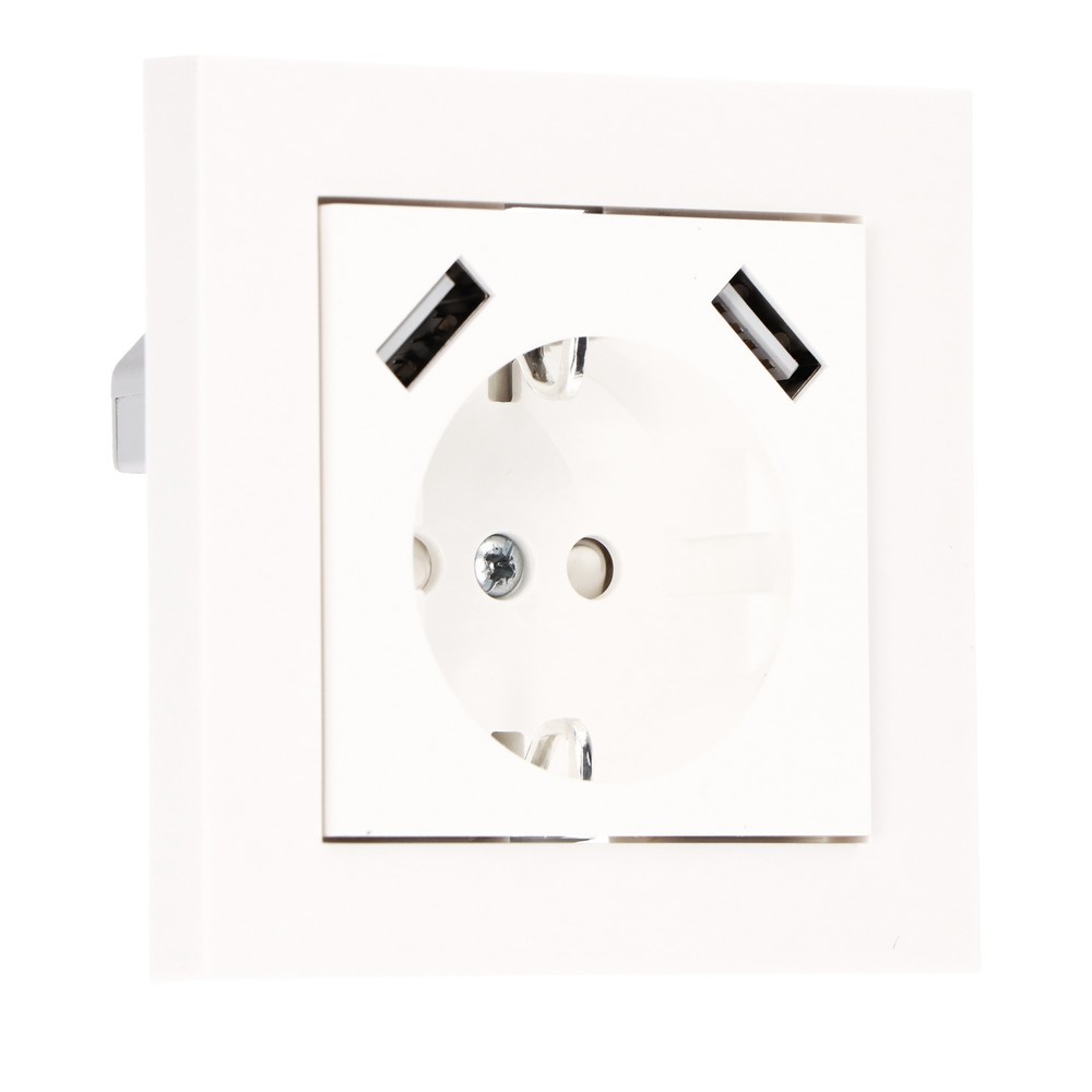 Produktabbildung: Pro Charge USB-Wandsteckdose - 2x USB-A 3.4A - 55x55mm - RAL9010
