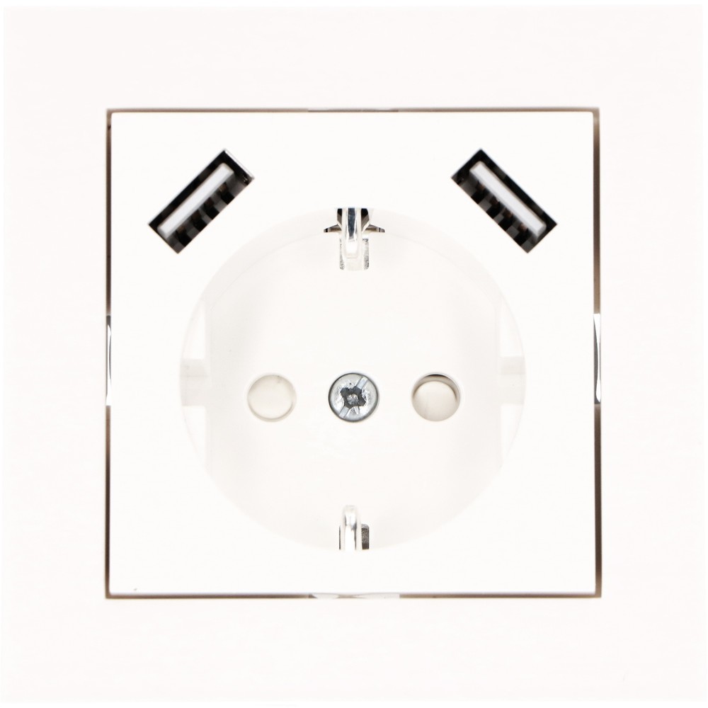 Produktabbildung Nr. 2: Pro Charge USB-Wandsteckdose - 2x USB-A 3.4A - 55x55mm - RAL9010
